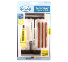 Набор для ремонта б/к шин,6 предметов (3рем.вставки+клей+инструмент) ALCA