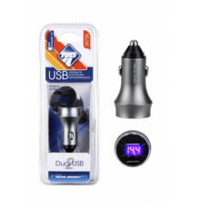 Зарядное устройство Nova Bright для моб.устройств, 2 USB-порта, 3100мА + цифровой LED вольтметр, 12/