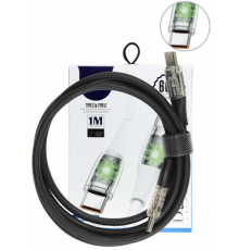 Кабель Type-C/Type-C Technoking для зарядки и синхр. мобильных устройств,LED подсветка,черный 1м