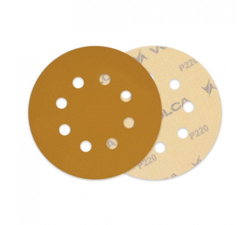 Круг абразивный VOLCA SAPPHIRE 125мм,8отв P 220 бумажная основа (пакет 10 шт.)