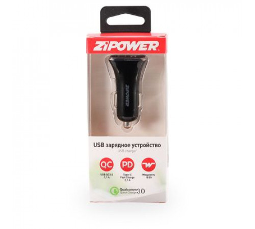 Разветвитель прикуривателя 1USB 2,1A ZIPOWER