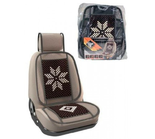 Накидка на сиденье Nova Bright-fusion дер.массажная с сеткой и поголовн.,с узором ,чер.ор.(132х52см)