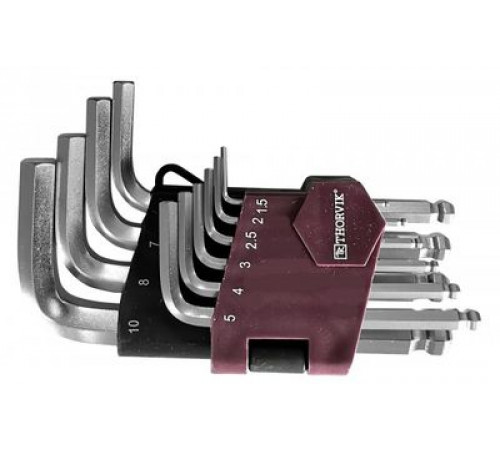 Набор ключей шестигранных 10 шт. коротких с шаром, H1.5-H10 / THORVIK