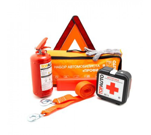 Набор Автомобилиста ПРОФИ (Сумка, огнетушитель ОП-2 железный с манометром, Трос 3,5т 2 кр РОСТРОС, А