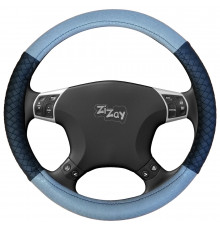 Оплетка руля ZIZAY серия Kombi гладкая экокожа, цвет серый+черная косичка, размер М