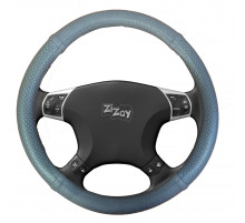 Оплетка руля ZIZAY серия Kombi гладкая экокожа, цвет серый перфорация+гладкий, размер М