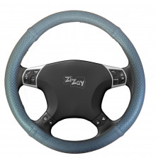 Оплетка руля ZIZAY серия Kombi гладкая экокожа, цвет серый перфорация+гладкий, размер М