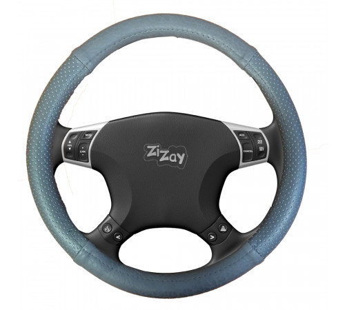 Оплетка руля ZIZAY серия Kombi гладкая экокожа, цвет серый перфорация+гладкий, размер М