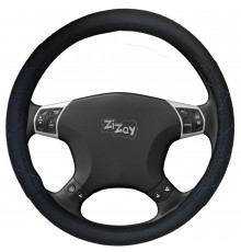 Оплетка руля ZIZAY серия Sponge спонж, цвет черный+синий ромб, стеганая+гладкая, размер М