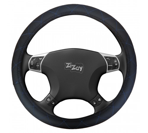 Оплетка руля ZIZAY серия Sponge спонж, цвет черный+синий ромб, размер М
