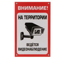 Табличка Ведется видеонаблюдение  пластик 3мм 30х19,5см