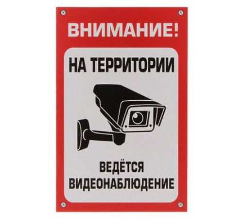 Табличка Ведется видеонаблюдение  пластик 3мм 30х19,5см