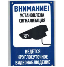 Табличка Установлена сигнализация  пластик 3мм 30х19,5см