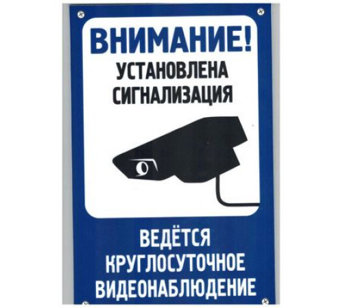 Табличка Установлена сигнализация  пластик 3мм 30х19,5см
