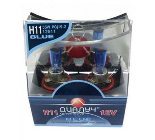 Лампы H11 12V 55W PGS19-2 к-т BLUE Диалуч белый свет ЛЧ411-B2