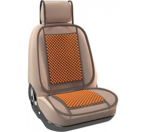 Накидка на сиденье Nova Bright-fusion массаж. с сеткой и подгол (дер.вставки),коричневая  (131х51см)