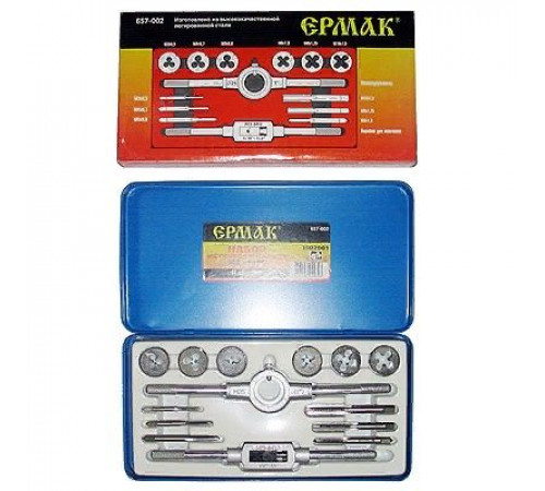 Набор метчиков и плашек 14 предметов М3-10мм ЕРМАК