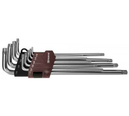Набор ключей TORX 9пр. Г-об. удлинен. с центрированным штифтом, Т10H-T50H / THORVIK