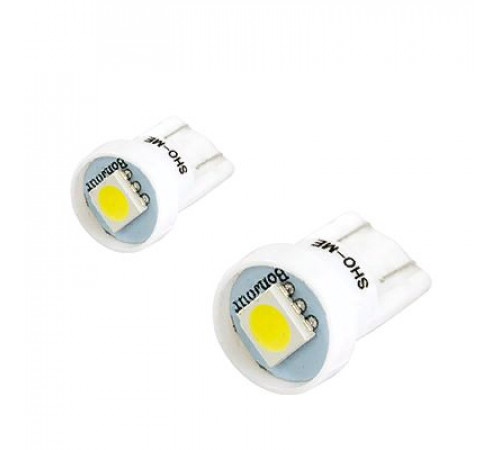 Светодиод W5W 12V  2SMD белый конус SHO-ME (к-кт 2шт)