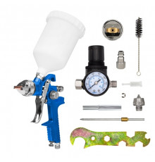 Краскопульт VOLCA VS827 1,4-1,7 мм ,верх. бачок 600 мл., манометр, набор