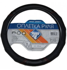 Оплетка на руль Nova Bright-fusion М экокожа,черная с перфорированными бордовыми вставками, бордовая