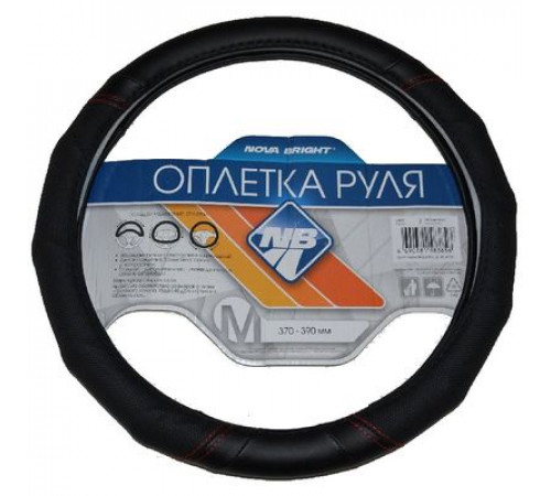 Оплетка на руль Nova Bright-fusion М экокожа,черная с перфорированными бордовыми вставками, бордовая