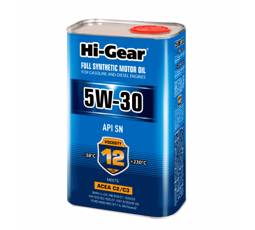 Масло моторное синтетическое 5W-30 SN  ACEA С2/С3 1л Hi-Gear ЧЗ