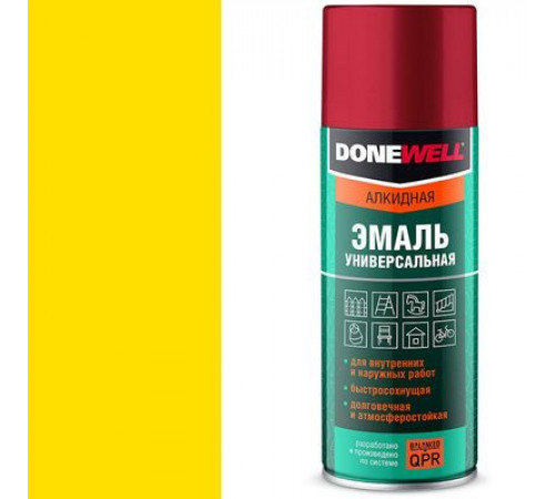 Краска универсальная желтая DONEWELL аэрозоль 520мл