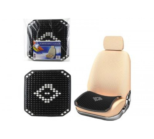 Накидка - коврик на сиденье Nova Bright деревянная массажная черная с рисунком,противоск.(42х42 см)