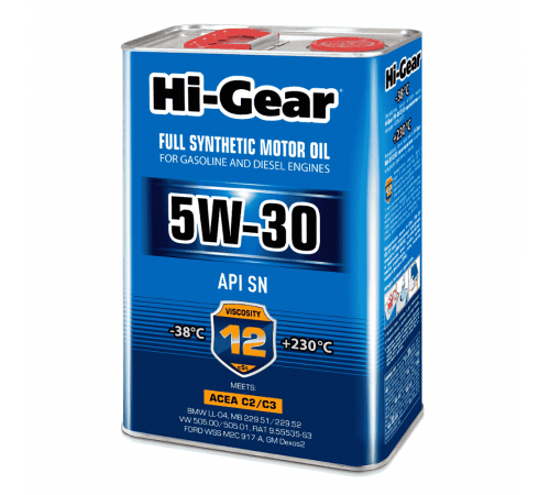 Масло моторное синтетическое 5W-30 SN  ACEA С2/С3 4л Hi-Gear ЧЗ