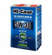 Масло моторное синтетическое 5W-30 SP-RC ACEA A5/B5 4л Hi-Gear ЧЗ