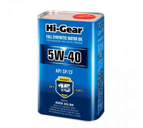 Масло моторное синтетическое 5W-40 SP/CF 1л Hi-Gear ЧЗ