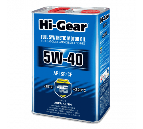 Масло моторное синтетическое 5W-40 SP/CF 4л Hi-Gear ЧЗ