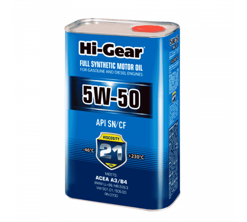 Масло моторное синтетическое 5W-50 SM/CF 1л Hi-Gear ЧЗ