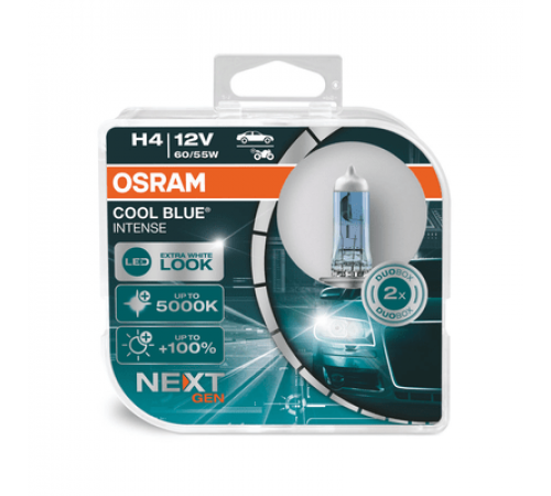 Лампы H4 12V 60/55W P43t-38 +100% 5000К Eurobox OSRAM