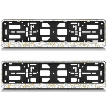 Рамка под номер ZIZAY Мрамор белый с золотом на черном фоне комлект 2шт.