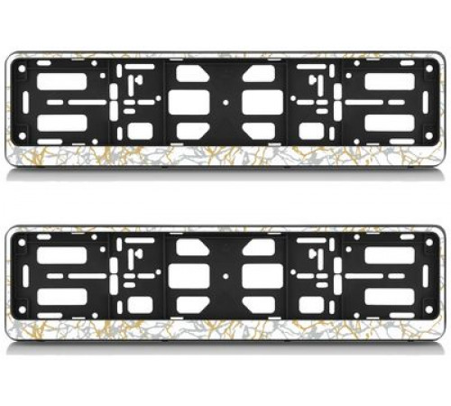 Рамка под номер ZIZAY Мрамор белый с золотом на черном фоне комлект 2шт.