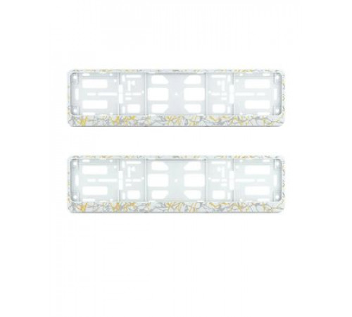 Рамка под номер ZIZAY Мрамор белый с золотом на белом фоне комлект 2шт.