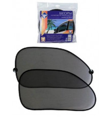 Шторка солнцезащ.Nova Bright на прис.для боковых стекол,трапеция,сетчатая,черная 65х38см 2шт