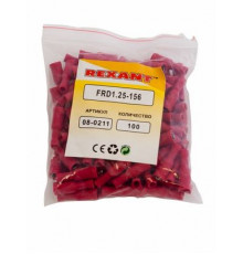 Разъем штекерный изолированный гнездо 4 мм (0.5-1.5 мм²) красный REXANT 100шт