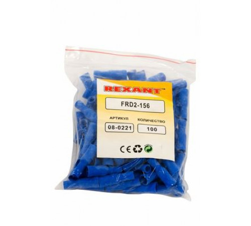 Разъем штекерный изолированный гнездо 4 мм (1.5-2.5 мм²) синий REXANT 100шт