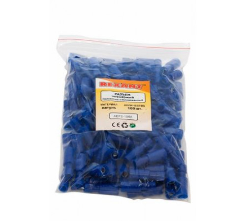 Разъем штекерный полностью изолированный гнездо 4 мм (1.5-2.5 мм²) синий REXANT 100шт