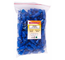 Разъем штекерный полностью изолированный штекер 4 мм (1.5-2.5 мм²) синий REXANT 100шт