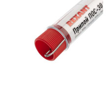 Припой с канифолью ПОС-30 REXANT, 10 г, Ø1.0 мм, (олово 30%, свинец 70%), колба