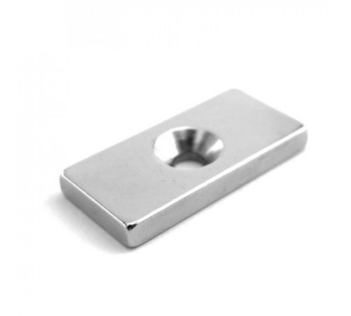 Магнит неодимовый прямоугольник 20х10х3 мм с зенковкой 6,5х3 мм (упаковка 2 шт.) REXANT