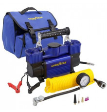 Компрессор GY-80L 80 л/мин, двухпоршневой, питание от АКБ, съемный витой шланг, сумка Goodyear