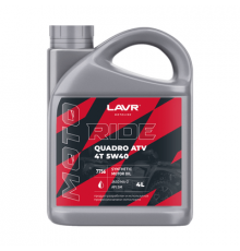 Масло моторное RIDE QUADRO 4Т 5W40 SM 4 л. LAVR MOTO ЧЗ