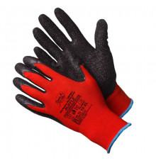 Перчатки нейлоновые красные с текстурированным латексом.9 (L) Ruffle