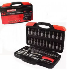 Набор инструмента 46 предм. 1/4 с трещеткой+биты АВТОМ TOOL,PROFFI.CrV, пласт. кейс