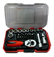 Набор инструмента 27предм. 1/4 с трещ.+биты+карданчик+удл50мм АВТОМ TOOL,PROFFI пласт кейс